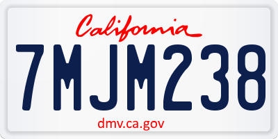 CA license plate 7MJM238