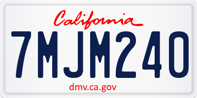 CA license plate 7MJM240