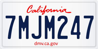 CA license plate 7MJM247