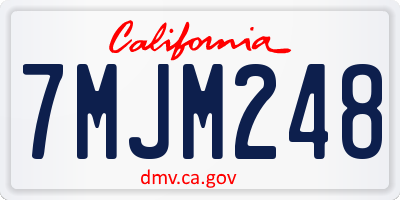 CA license plate 7MJM248