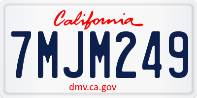 CA license plate 7MJM249