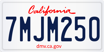 CA license plate 7MJM250