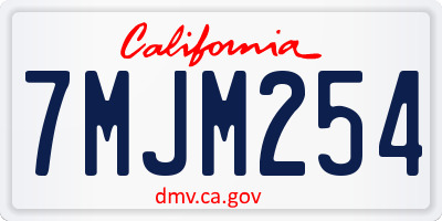 CA license plate 7MJM254