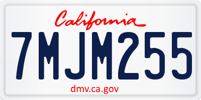 CA license plate 7MJM255