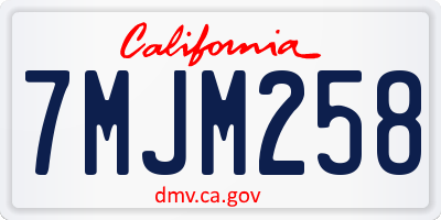 CA license plate 7MJM258