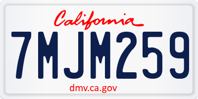 CA license plate 7MJM259