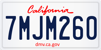 CA license plate 7MJM260