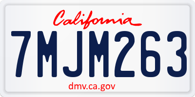 CA license plate 7MJM263