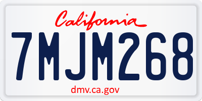 CA license plate 7MJM268