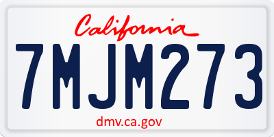 CA license plate 7MJM273