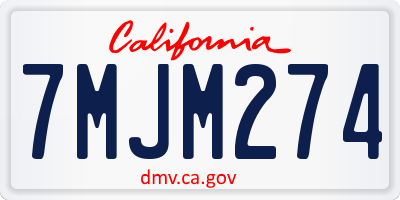 CA license plate 7MJM274