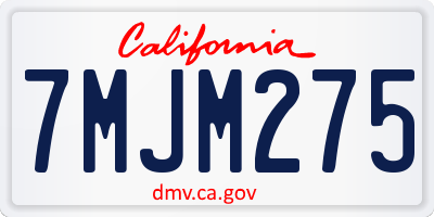 CA license plate 7MJM275