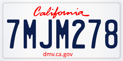 CA license plate 7MJM278