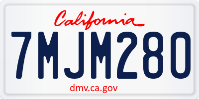 CA license plate 7MJM280