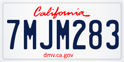 CA license plate 7MJM283