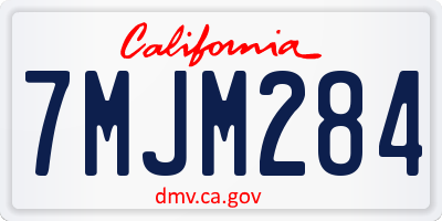 CA license plate 7MJM284