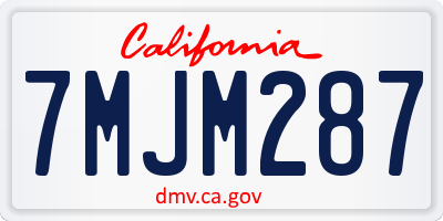 CA license plate 7MJM287