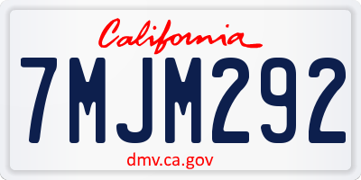 CA license plate 7MJM292