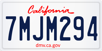 CA license plate 7MJM294