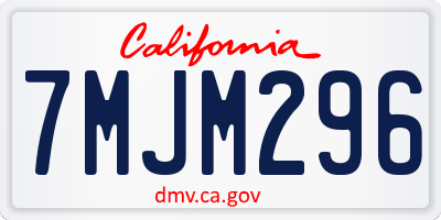 CA license plate 7MJM296