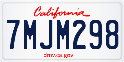 CA license plate 7MJM298