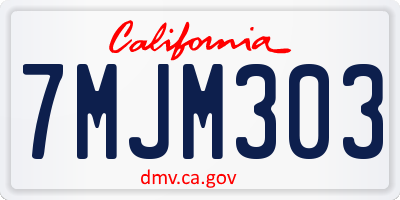 CA license plate 7MJM303