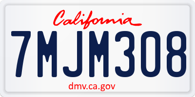 CA license plate 7MJM308