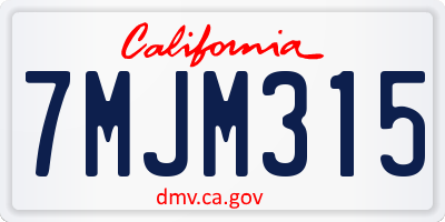 CA license plate 7MJM315