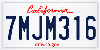 CA license plate 7MJM316