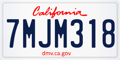 CA license plate 7MJM318