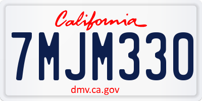 CA license plate 7MJM330