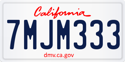 CA license plate 7MJM333