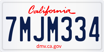 CA license plate 7MJM334