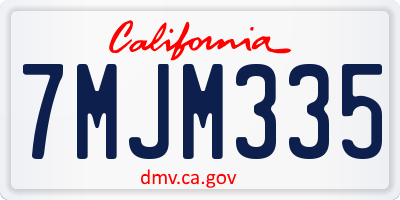 CA license plate 7MJM335