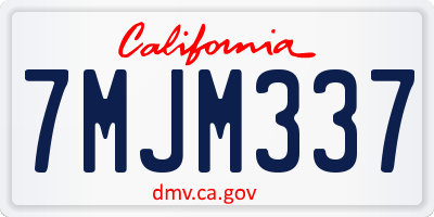 CA license plate 7MJM337