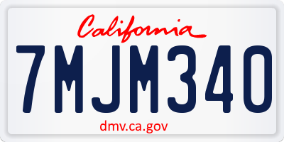 CA license plate 7MJM340