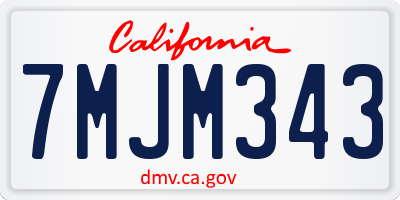 CA license plate 7MJM343