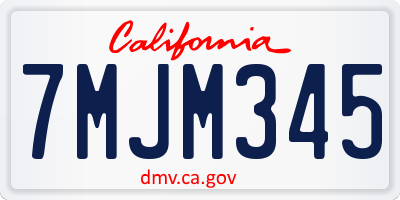 CA license plate 7MJM345