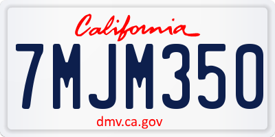 CA license plate 7MJM350