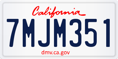 CA license plate 7MJM351