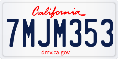 CA license plate 7MJM353