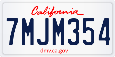 CA license plate 7MJM354