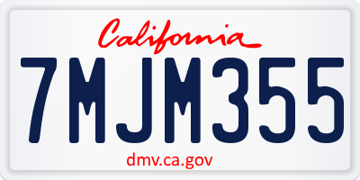 CA license plate 7MJM355