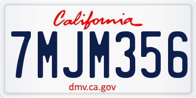 CA license plate 7MJM356