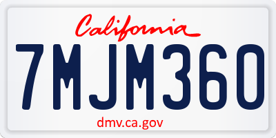 CA license plate 7MJM360