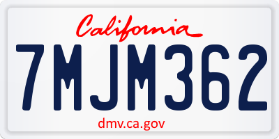 CA license plate 7MJM362