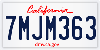 CA license plate 7MJM363