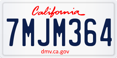 CA license plate 7MJM364