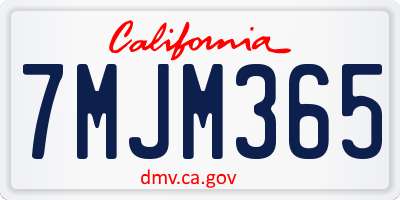 CA license plate 7MJM365