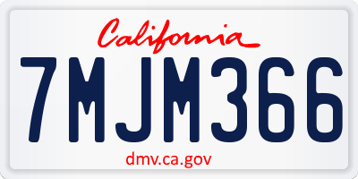 CA license plate 7MJM366